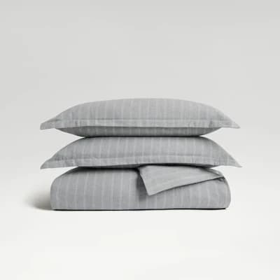 Flannel Stripe Grey Duvet Set