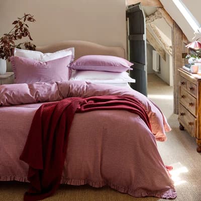 Gingham Ruffle Red Bedding