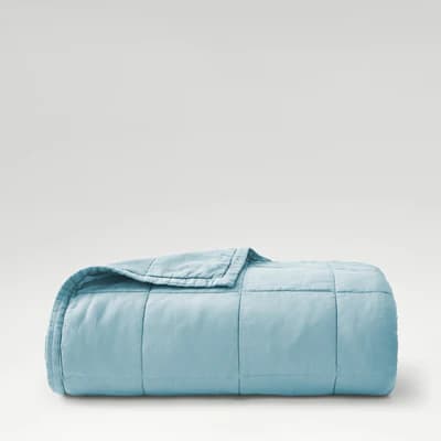 Laundered Cotton Bedspread - Chalk Blue